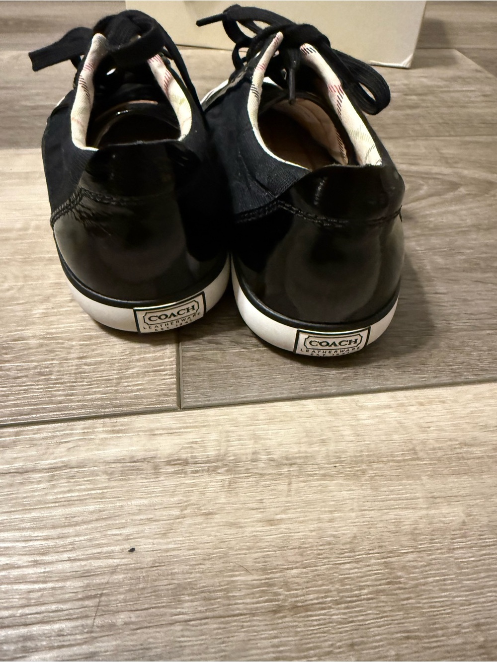 Coach Black Low-Top Logo Lace-Up Sneakers with White Toe - Picture 5 of 7